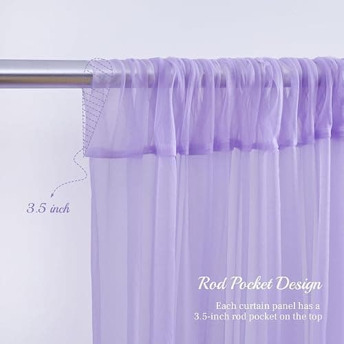 10x10ft Purple Tulle Backdrop Curtain for Parites, Sheer Backdrop Curtains for Wedding Baby Shower Birthday Party Photo Shoot Decorations thumbnail 5