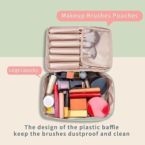 Queboom Travel Makeup Bag Cosmetic Bag Makeup Bag Toiletry bag for women and men (Green) thumbnail 5
