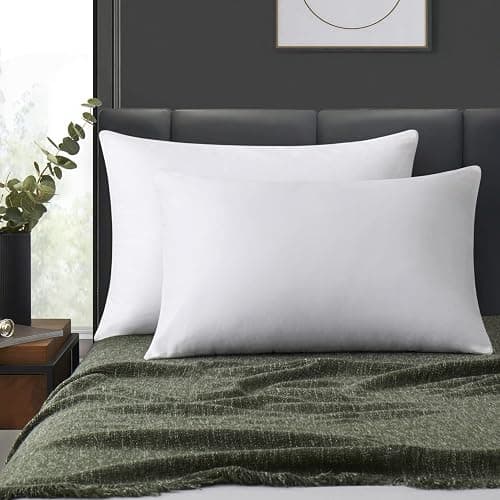 LOSAFEFE 100% Cotton Zippered Pillow Cases Standard Size Set of 2, Super Soft & Breathable Pillow Protectors with Zipper, White Pillow Case Covers 20x26 Inches - Image 1
