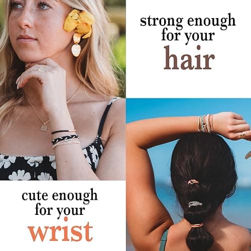 K'lani Inspire Hair Tie Bracelets - Elastic Ponytail Holder - Medium | Doubles as stylish jewelry; strong-hold ponytail holder; gift for birthdays, Mother's Day & graduation; set of 5 thumbnail 2