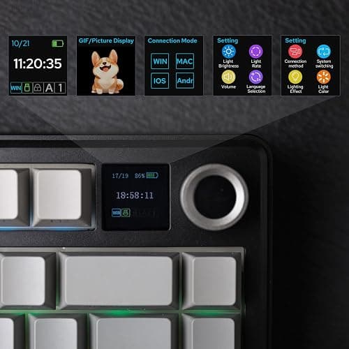 EPOMAKER X Aula F75 MAX Wireless Mechanical Keyboard with TFT Screen and Knob, Gasket Gaming Keyboard in 75% Layout, Hot Swappable, RGB Backlight, for PC/Mac/Linux (Black Gradient) thumbnail 4