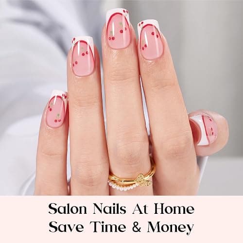 Beetles X Press Plus French Tip Nails - Camellia French | Pink Short Squoval Press On Nails | 16 Sizes 224 Pcs Natural Salon Quality Gel Nail Tips thumbnail 3