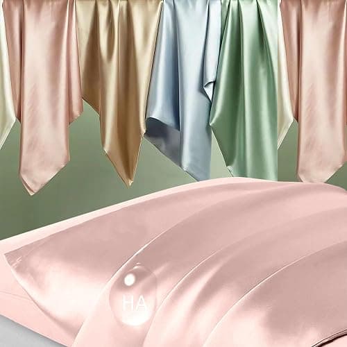 Mulberry Silk Pillow Cases Standard Size, Silk Pillowcase for Hair and Skin, Anti Acne Cooling Sleep Both Sides Natural Silk Satin Pillow Covers with Hidden Zipper, Gifts for Women Men, Coral thumbnail 2