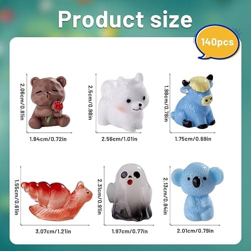 jrootouh 140 Pack Mini Animals Tiny Duck，Cow，Bee Figurines Bulk for Miniature Dollhouse Decor Accessories Garden Aquarium Potted Ornament Party DIY Charms Office Classroom Activity to Hide thumbnail 3