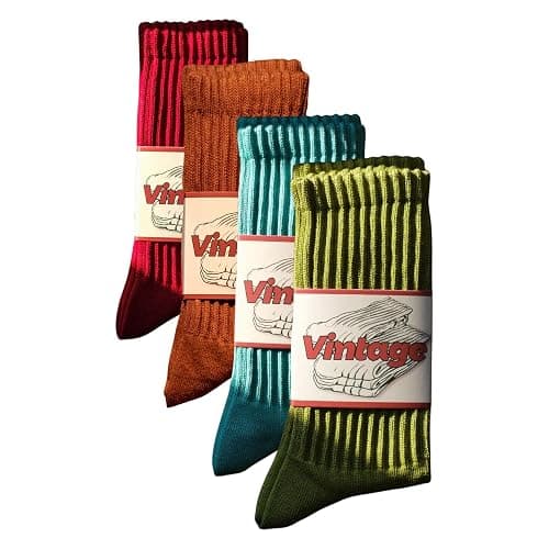 DAUCO 4 Pairs 98% Cotton Socks for Men Women Crew Seamless Fall Slouchy Socks - Image 1