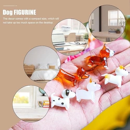 H&D HYALINE & DORA 5 Pack Hand Blown Glass Dog Figurines,Miniature Dog Figurines Sets,Blown Glass Art Animal Figurine for Collectible, Home Decor Gift thumbnail 6