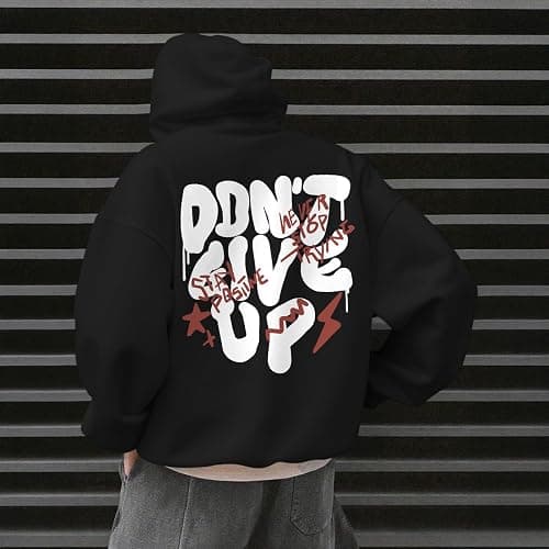 Wedsadl Graphic Streetwear Hoodies For Men Vintage Hoodie Inspirational Sweatshirts Positive Letter Print Cotton Pullover thumbnail 5