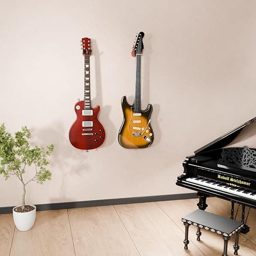 Gitarren-Wandhalterung, U-Form Gitarrenwandaufhänger, Gitarrenzubehör mit 5 Gitarrenplektren, Gitarren-Wandhalterung Aufhänger für Akustikgitarre, E-Gitarre, Banjo, Bass, Mandoline (Stil B-Rosewood) thumbnail 7