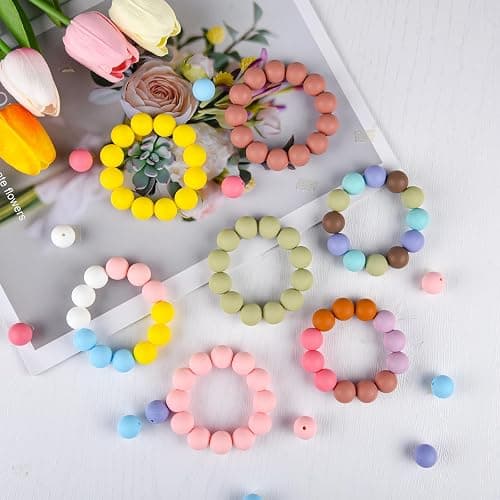 ASTARON 100 Pcs 15mm Silicone Beads for Keychain Making, Light Blue Round Rubber Beads Bulk for Bracelets Beadable Pens Decorations Crafts Supplies thumbnail 2