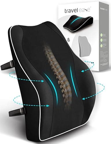 Travel Ease Ergonomic Lumbar Support Cushion, Memory Foam Back Support Cushion for Office Chairs with Skin-friendly Cover for Comfort (Black) - Image 1