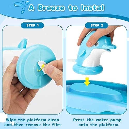 Dolphin Water Table Pump Toy for Kids - Battery Powered, 3-Hour Non-Stop Play - Summer Water Fountain Play Table with Dolphin Design (Blue) thumbnail 4