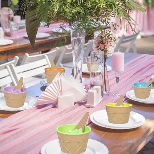 Hbaushun 26 Pack Plastic Ice Cream Bowls with Spoons,Reusable Plastic ice Cream Cups,Cartoon Candy Colorice Cream Bowls Set for Sundae Frozen Yogurt Summer Holiday Parties thumbnail 2