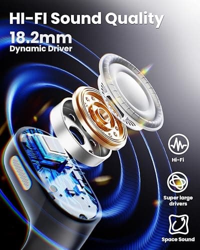 Open Ear Earbuds Bluetooth Headphones Wireless - 80Hrs Playtime Wireless Earbuds with IPX7 Waterproof Touch Control Earphones Sport with 18.2mm Drivers Stereo Sound Bluetooth 6.0 for Running Fitness thumbnail 4