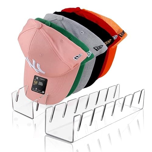 Hat Stand for Baseball Caps, 2 Pack No Install Acrylic Hat Organizer for 14 Baseball Caps Storage Organizer, Hat Racks Hat Holder Display and Organization for Closet, Bedroom, Dresser (Clear-2Pack) - Clear-2Pack