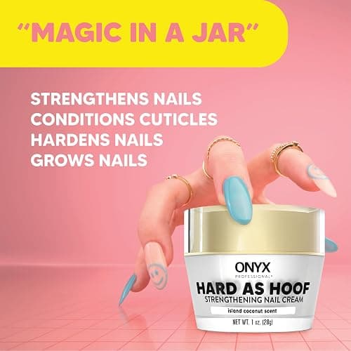 Onyx Professional Hard as Hoof Nail Strengthening Cream, Coconut Scent - Made in USA, Nail Growth and Conditioning Cuticle Cream Stops Splits, Chips, Cracks & Strengthens Nails, 1 oz thumbnail 3