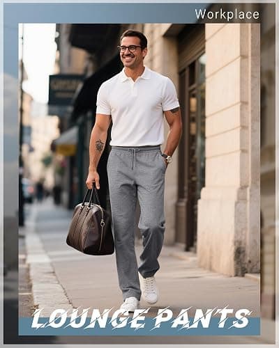 Neer 4 Pack Men's Sweatpants Joggers with Pockets Open Bottom Gym Athletic Pants Baggy Workout Casual Running Clothing thumbnail 3
