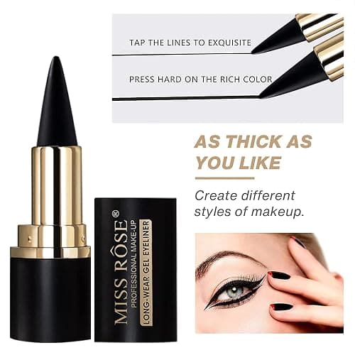 Miss Rose M Gel Eyeliner, 2 Pcs Black Eyeliner Pencils, delineador de ojos contra el agua, Easy to Use, Eye Makeup for Women (Black Pack of 2) thumbnail 3