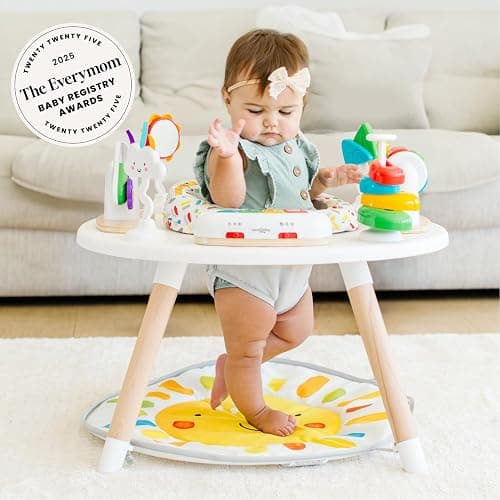 Move2Play 4-in-1 Baby Activity Center | Montessori-Inspired Design | 8 Interactive Toys | Tummy Time, Exersaucer & Toddler Table | Shower Gift | Essential | Must Have for 3, 6, 12 Month Old (Sun) thumbnail 3