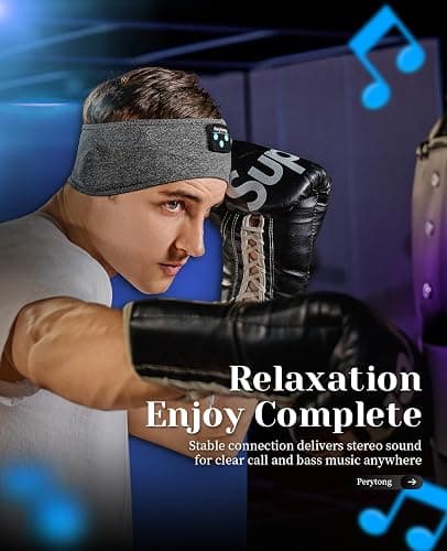 Perytong Sleeping Headphones Bluetooth Headband, Soft Long Time Play Sleeping Headsets with Built in Speakers Perfect for Workout,Running,Yoga,Travel, Darkgray thumbnail 5