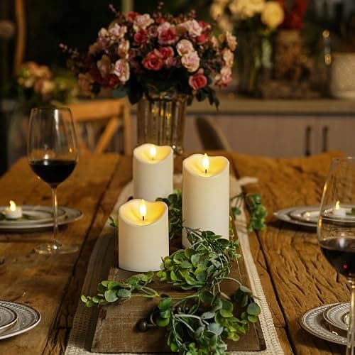 Homemory Outdoor Waterproof Flameless Candles, LED Candle with Remote, 3Pcs | Battery Operated Outdoor Candles with Timer, Electric Fake Plastic Pillar Candles for Lanterns, Patio, Garden Decor, Ivory thumbnail 5