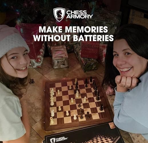 Chess Armory Wooden Chess Set 15 Inch - Classic Handcrafted Game Board for Adults and Kids with Extra Queen Pieces and Storage Box - Ideal for Home and Travel - Non-Magnetic thumbnail 6