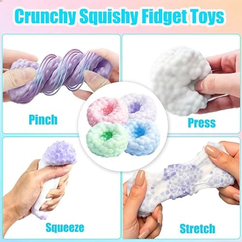 2PCS Crunchy Squishy Stress Ball for Kids & Adult, Soft Crunchy Stress Ball | Shapeable Sensory Squeeze Fidget Toys, for Anxiety Stress Relief Focus Relaxing, for Office Travel Student Classroom Prizes thumbnail 6