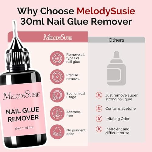 MelodySusie 30ML Nail Glue Remover for Press on Acetone Free Nail Polish Remover Multi-Functional Remover for Nails Tips Gentle Glue Remover for Gel x Nails for Home Salon thumbnail 7