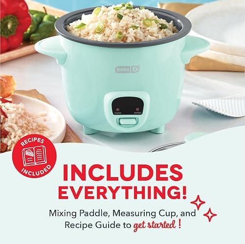 DASH Mini Rice Cooker Steamer with Removable Nonstick Pot, Keep Warm Function & Recipe Guide, .5 Quart, for Soups, Stews, Grains & Oatmeal - Aqua thumbnail 6