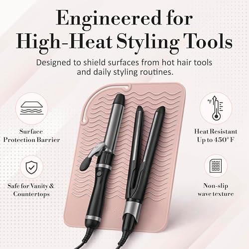 Milaya Beauty Large Heat Resistant Mat for Hair Tools – Silicone Curling Iron Holder & Flat Iron Holder – Non-Slip Hot Tool Mat & Vanity Mat – Vanity Accessories for Women, Home, Salon, or Travel thumbnail 4