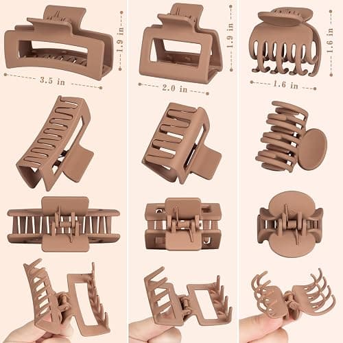3 Styles Hair Clips for Women, 12 PCS Claw Clips for Thin Thick Hair, Small Medium Big Hair Clips Set thumbnail 5