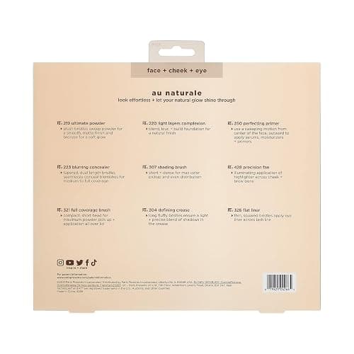 REAL TECHNIQUES Au Naturale Makeup Brush Kit, For Foundation, Powders, and Concealers, Premium Quality Face Brushes, 9 Piece Set, Gold thumbnail 10