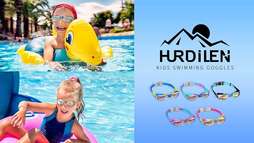Hurdilen Kids Swim Goggles, Swimming Goggles for Kids with Nose Clip, Earplugs, Nose Bridge for Age 3-15 thumbnail 7
