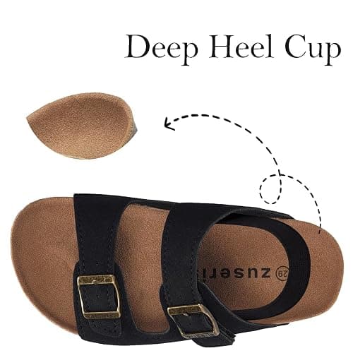 ZUSERIS Kids Toddler Sandals for Boys Girls Summer Cork Footbed Slides Non-slip Comfort Suede Leather with Adjustable Straps for Indoor Outdoor thumbnail 3