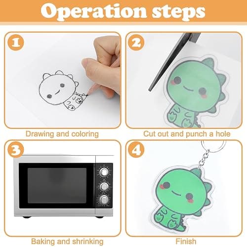 HONSIO 20 Pieces Shrinky Dink Sheets Shrink Plastic Paper for Kids Adults DIY Crafts Keychain Making, 7.9 X 5.7 Inch thumbnail 3