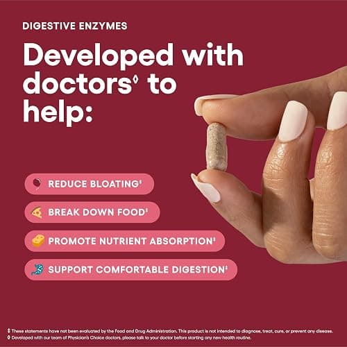 Physician's CHOICE Digestive Enzymes for Bloating & Digestion - Fast-Acting 16 Enzyme Formula with Organic Prebiotics & Probiotics for Gut & Digestive Health - Meal Time Discomfort Relief - 60 CT thumbnail 3