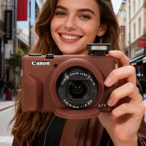 Frevyve Case for Canon G7X Mark III Camera, Soft Silicone Protective Case, Slim Fit Sleeve with Removable Lens Cover and Screen Protector Accessories, Lightweight, Anti-Scratch (Dark Brown) thumbnail 3