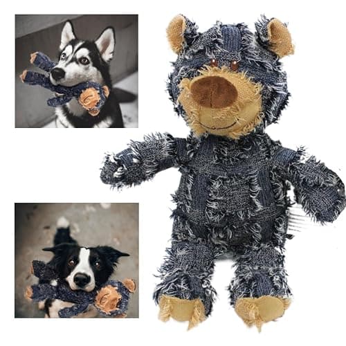 MAXBECK Dog Companion for Heavy Chewers- Indestructible Robust Bear Dog Toy, Resistant Squeaky Dog Toys for Heavy Chewers, Unbreakable Stuffed Plush Dog Toys for Aggressive Chewers (A-Navy) - Image 1