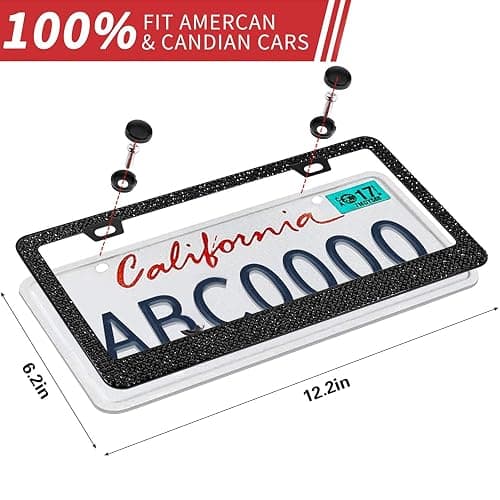 Bling License Plate Frame for Women, 1PCS Sparkly License Plate Frames| Over 1200 pcs 14 Facets Bedazzled Clear Glass Diamond Rhinestone Crystals w/Free Glitter Diamond Box (Black) thumbnail 6