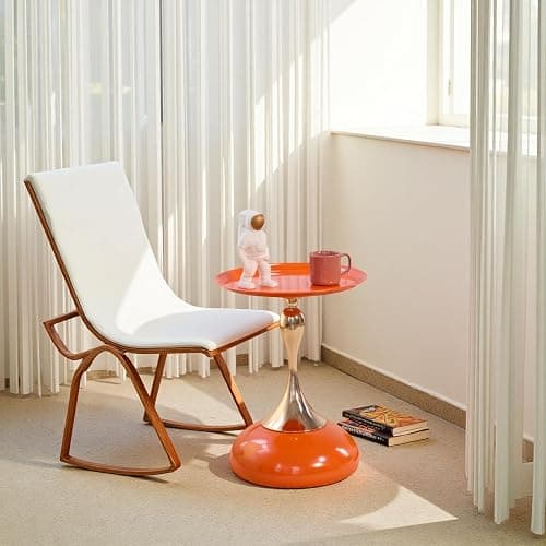 Sleek Hourglass Side Table - Stylish Modern Design Perfect for Living Rooms, Cafes, Dining Areas, Bedrooms, and Outdoors - Chic Decorative Accent (1, Hermes Orange) thumbnail 4