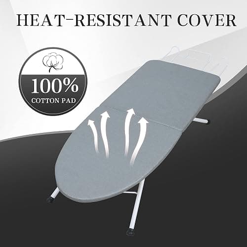 ZOES HOMEWARE Tabletop Ironing Board,Portable Iron Board with Iron Rest, Foldable Small Ironing Board with Heat Resistant Cover and 100% Cotton Pad, 31.5"x11.8"x7", Grey thumbnail 5