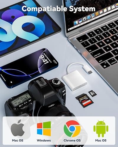 USB-C SD Card Reader, Dual Slot for SD and MicroSD, Type C Adapter Compatible with iPhone 17/16/15, iPad, Laptop, Trail Camera Viewer, Plug and Play (2 Port (USBC SD+TF)) thumbnail 4