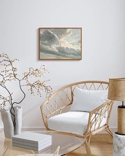 InSimSea Framed Canvas Wall Art Vintage Decor, Room Decor Classical Oil Painting Canvas Prints Study of Clouds with a Sunset near Rome Vintage Landscape Wall Art Home Decor, 12"x16" thumbnail 3