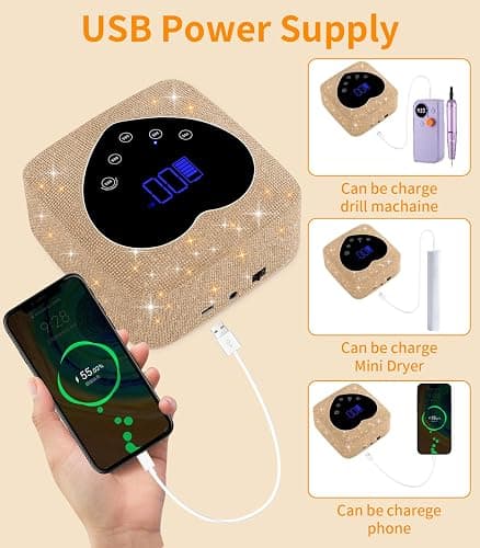 UV Light for Nails, 72W Cordless UV Nail Lamp for Gel Nails, Rechargeable Gold Diamond LED Dryer with 5 Timer Setting,Touch Control & Auto Sensor, Fast Light Curing Lamp for Salon & Home thumbnail 4