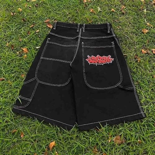 Ethbox Men's Jeans Street Hip-hop Embroidered Shorts Loose Denim Shorts Y2K Jeans thumbnail 4