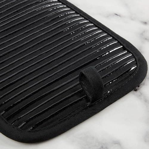KitchenAid Quilted Cotton Terry Cloth Oven Mitt, Pot Holder, Kitchen Towel 4-Pack Set, Heat Resistant, Silicone Grip, Gift Set, Matte Black, 16"x26", 7"x13" & 7"x10" thumbnail 6