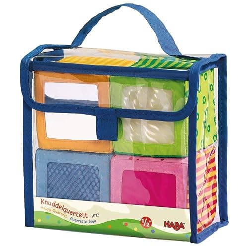 HABA Soft Blocks for Babies 6-12 Months, Happy Quartett Sensory Toy Features a Unique Sound & Texture in All 4 Baby Blocks for 6-12 Months - Image 1