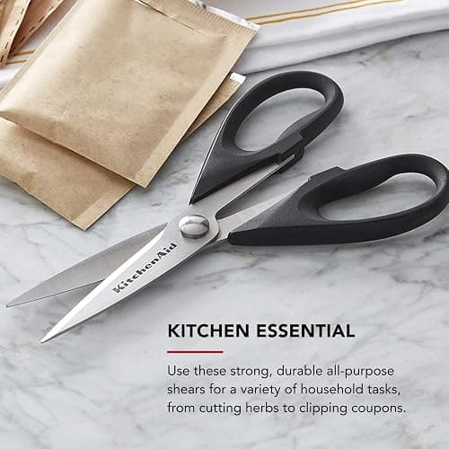 KitchenAid All Purpose Kitchen Shears with Protective Sheath Durable Stainless Steel Scissors, Dishwasher Safe, Soft Grip Comfort Handle, 8.72 Inch, Black thumbnail 6