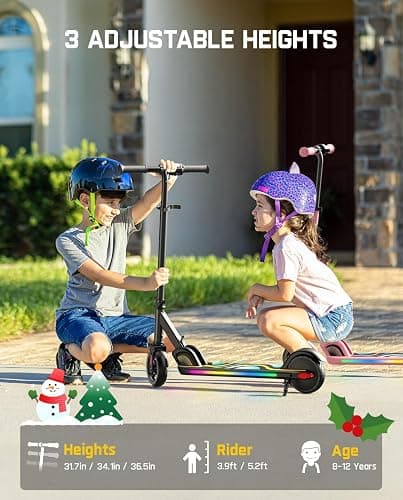 FanttikRide C9 Pro Kids Electric Scooter Ages 8-12, Colorful Rainbow Lights, E-Scooter for Kids 3.9-5.2 ft, 132 lbs, 5 Miles Range, Up to 40 min Ride Time, 5/8/10 MPH, 3 Adjustable Heights thumbnail 5