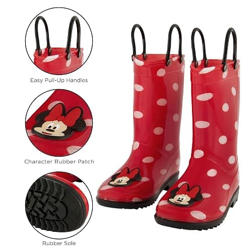 Disney Girl's Minnie Mouse Toddler Rain Boots with Soft Removable Liner Snow thumbnail 3