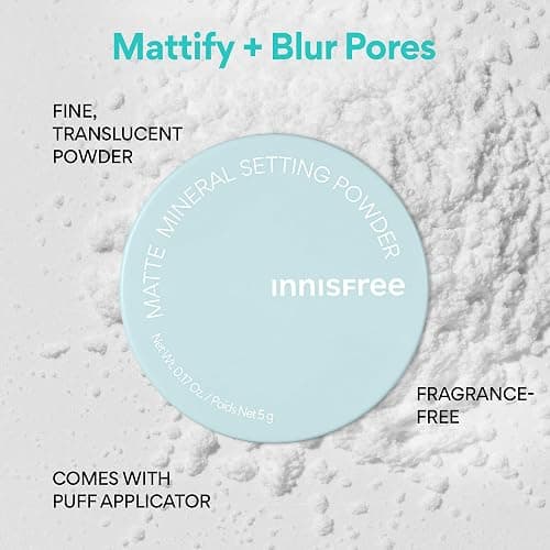 innisfree No-Sebum Matte Mineral Setting Powder, Korean Makeup, Blurring Loose Powder, Fragrance Free, Translucent thumbnail 4